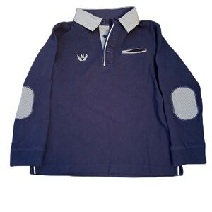 Mayoral Navy Blue Kids Polo Long Sleeve Shirt - Size 5